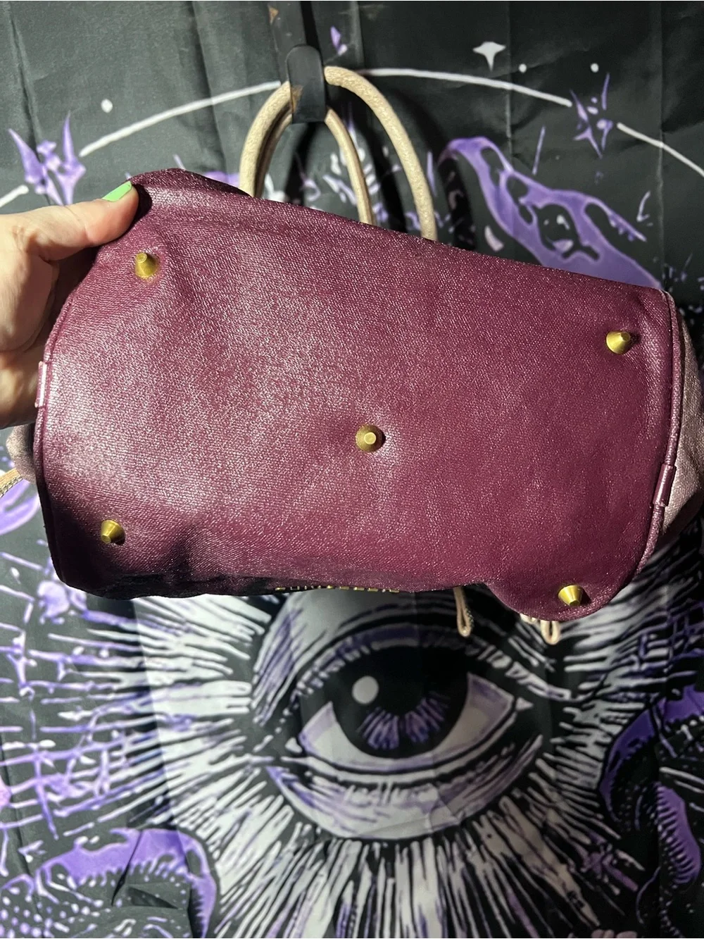 Liebeskind Purple Leather Shoulder Bag with Cream Handles